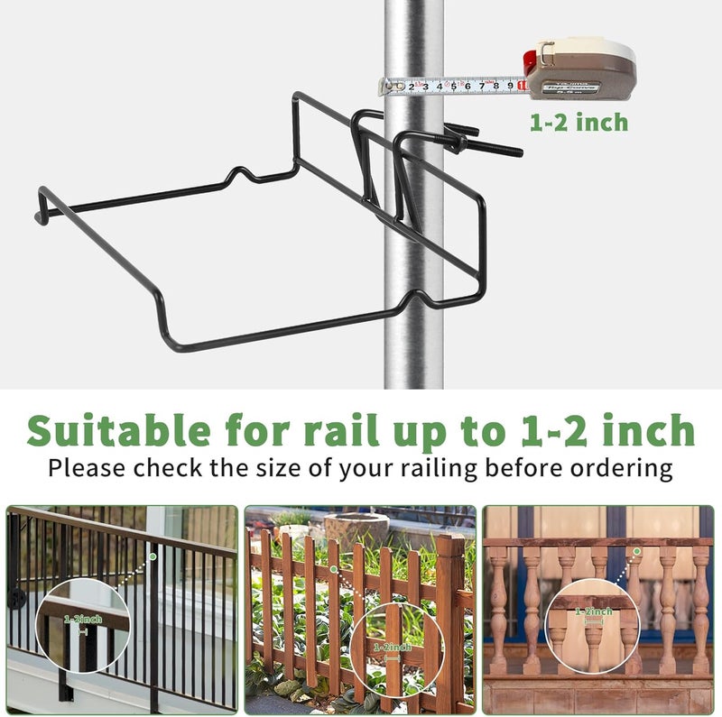 HAITRAL 16.9 Inch Deck Railing Planter Boxes for Plants, Rectangular Hanging Window Boxes Planters with Metal Flower Pots Brackets - 4 Pack Railing Planter Box for Balcony Fences Garden, Red - Image 4